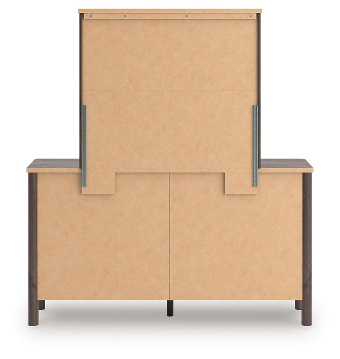 Cadmori Full Upholstered Panel Platform Bed, Dresser, Mirror and Nightstand