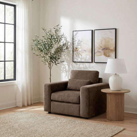 Amador Chenille Upholstered Track Arm Accent Chair Chocolate