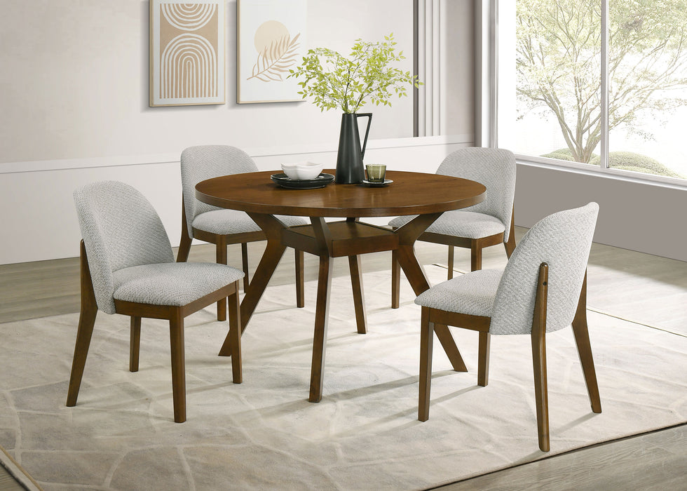 Mueller Upholstered Dining Side Chair Brown and Beige (Set of 2)