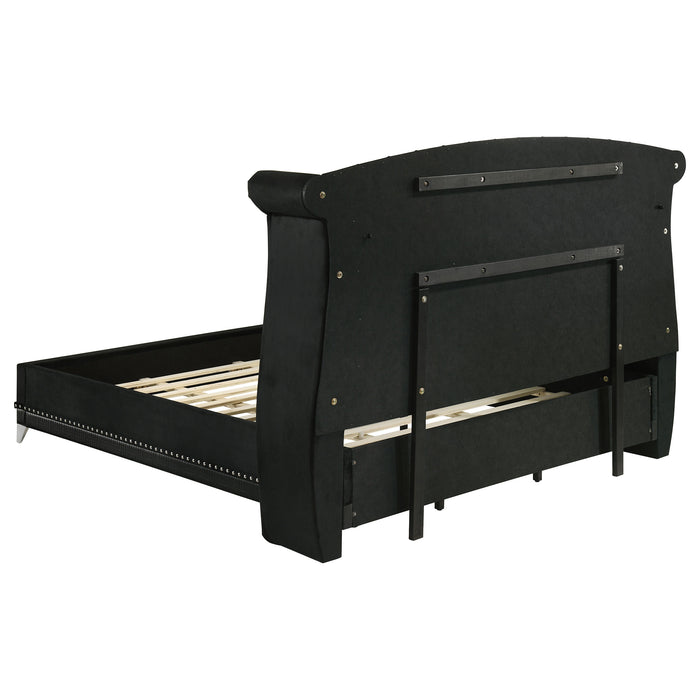 Barzini Upholstered California King Wingback Bed Black