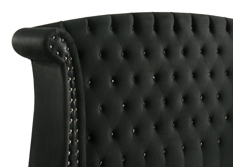 Barzini Upholstered Queen Wingback Bed Black