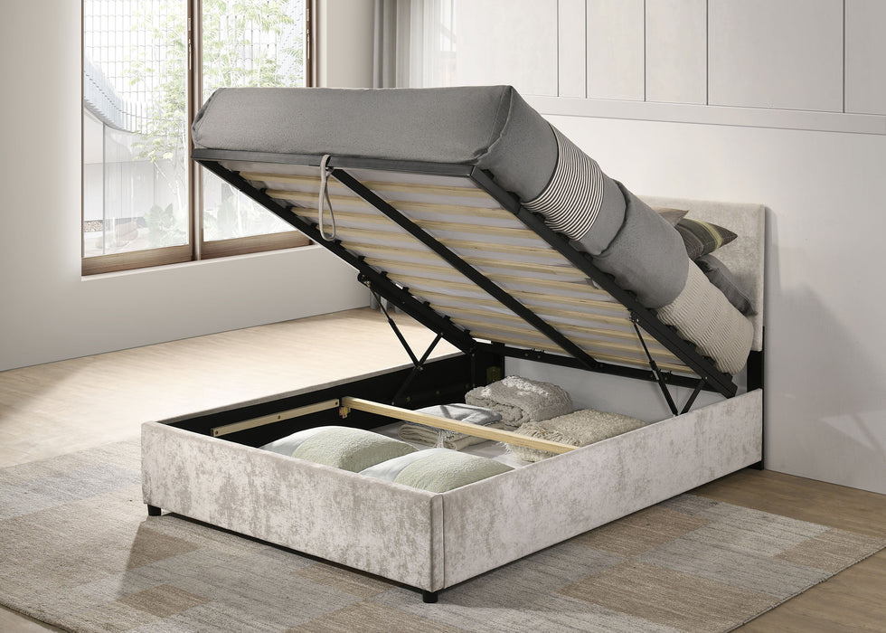 Reeves Upholstered Full Lift-Top Storage Platform Bed Beige
