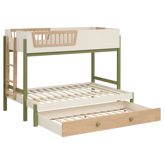 Evren Twin-over-Full Bunk Bed with Trundle and Ladder Tri-Tone
