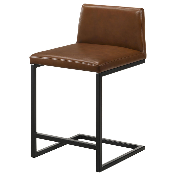 Vardon Genuine Leather Counter Height Chair Dark Brown (Set of 2)