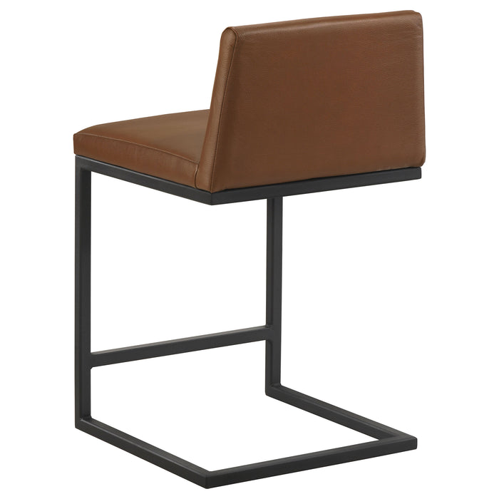 Vardon Genuine Leather Counter Height Chair Dark Brown (Set of 2)