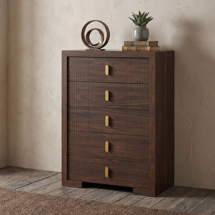 Etienne 5-drawer Bedroom Chest of Drawers Walnut