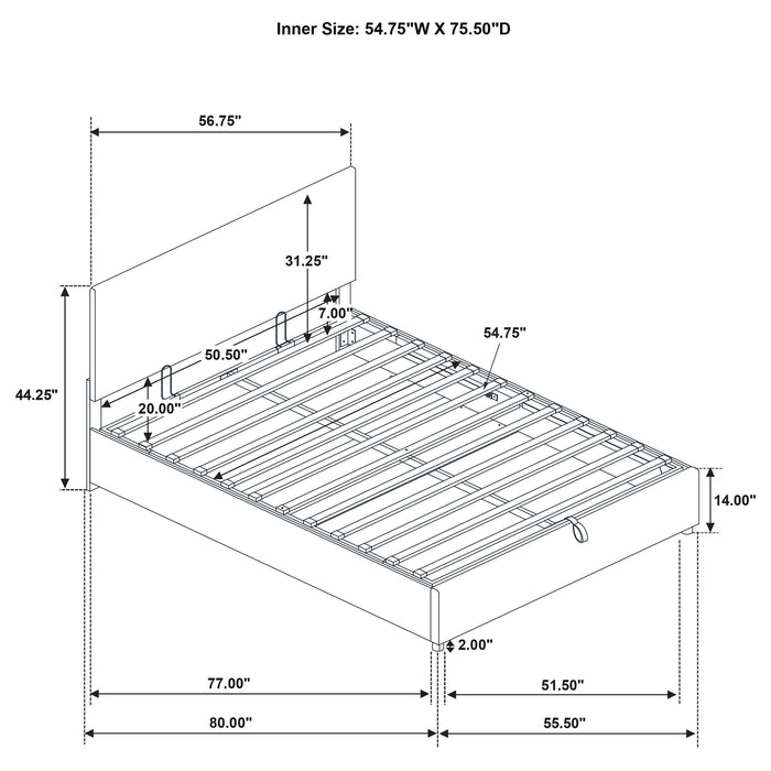 Reeves Upholstered Full Lift-Top Storage Platform Bed Grey