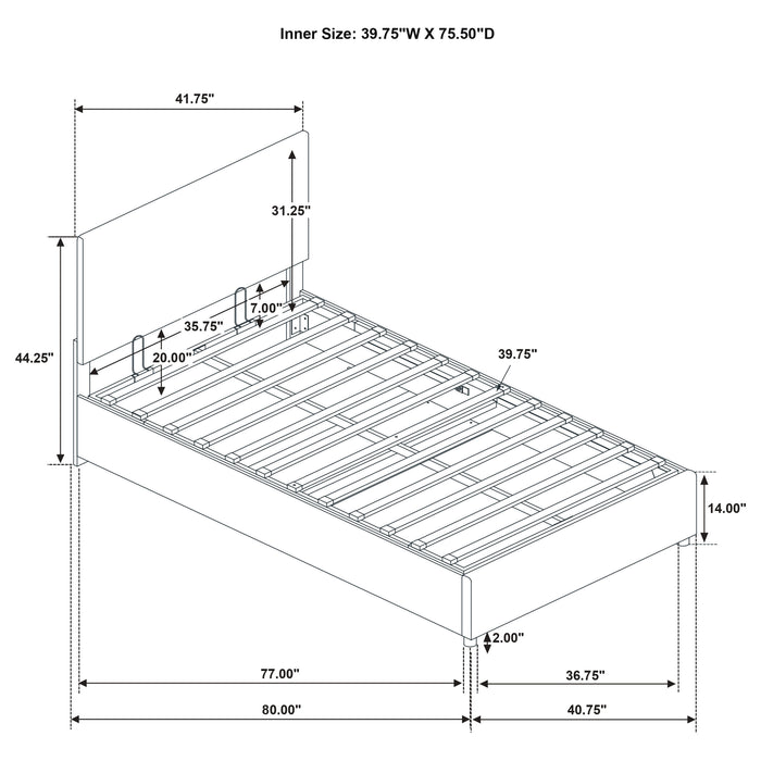 Reeves Upholstered Twin Lift-Top Storage Platform Bed Grey