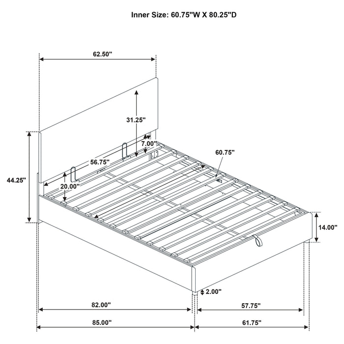 Reeves Upholstered Queen Lift-Top Storage Platform Bed Tan