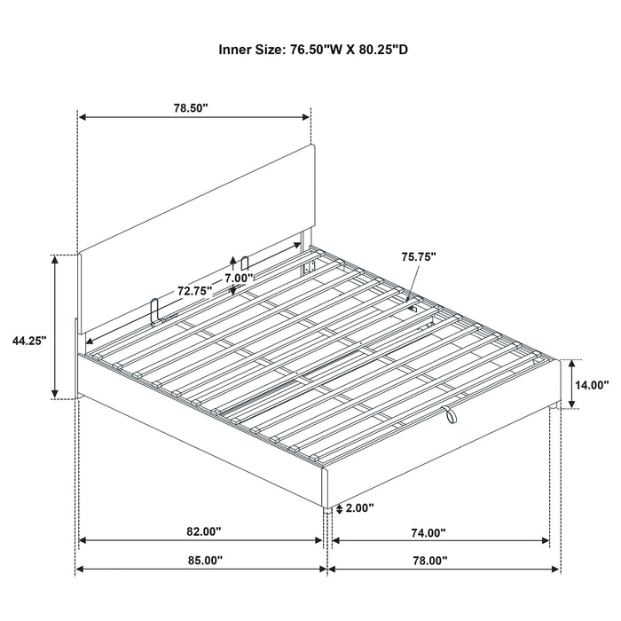 Reeves Upholstered Eastern King Lift-Top Storage Platform Bed Tan
