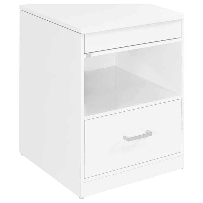 Fabre 1-drawer Extendable Top Nightstand Bedside Table White High Gloss