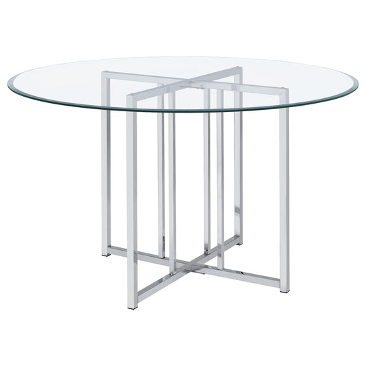 Pace 48-inch Round Glass Top Dining Table Chrome