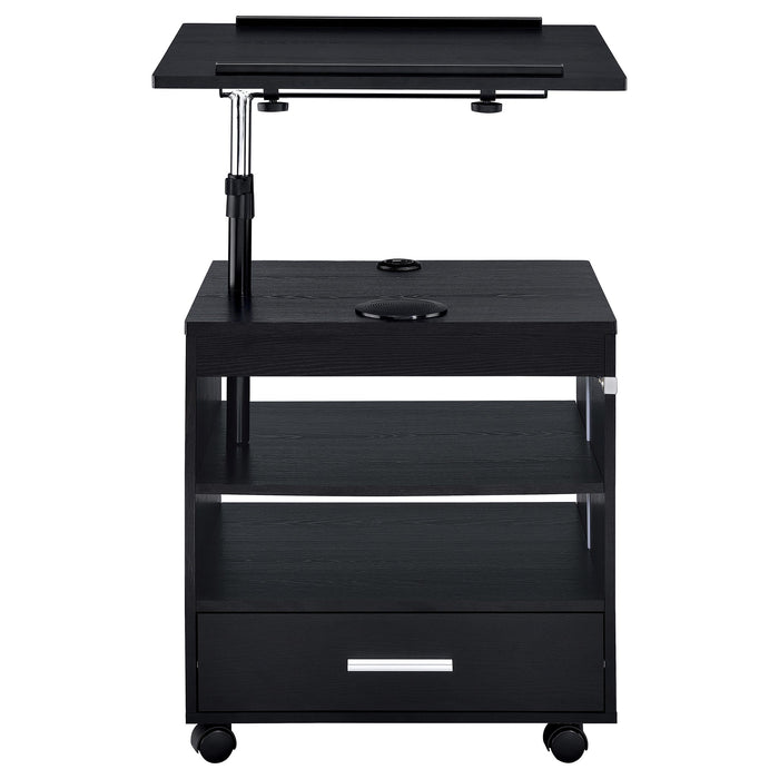 Lerma 1-drawer Adjustable Tray Top Nightstand with Speaker Black Ash