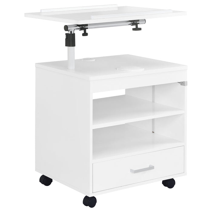 Lerma 1-drawer Adjustable Tray Top Nightstand with Speaker White High Gloss