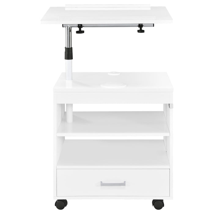 Lerma 1-drawer Adjustable Tray Top Nightstand with Speaker White High Gloss