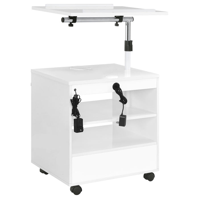 Lerma 1-drawer Adjustable Tray Top Nightstand with Speaker White High Gloss