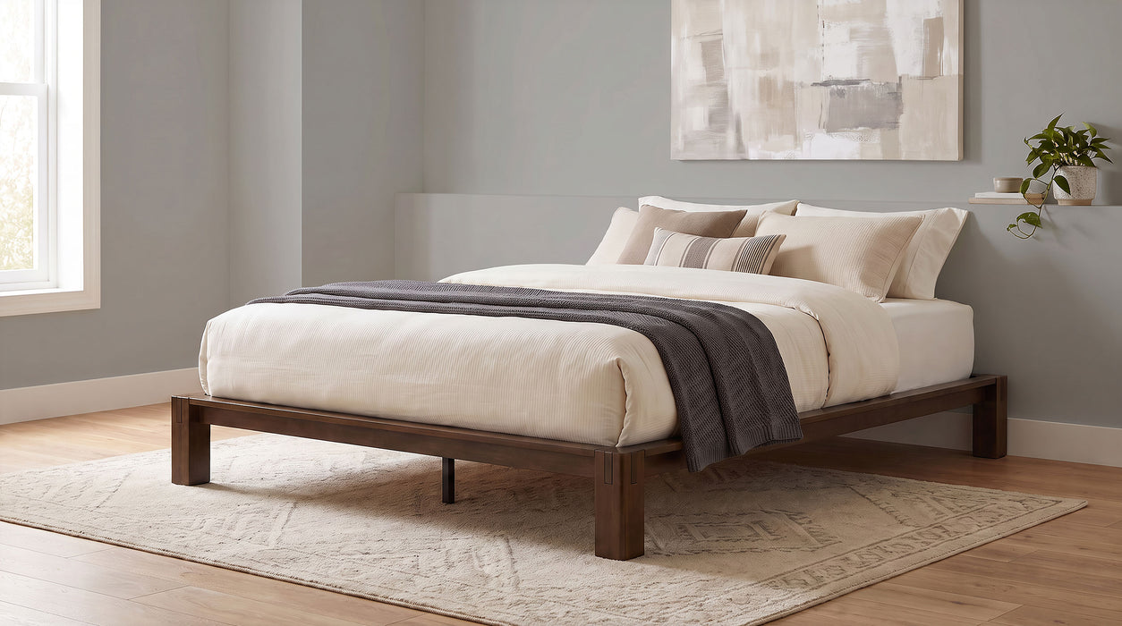 Gislen Full Easy Assembly Wood Platform Bed Walnut