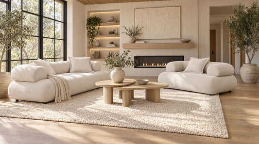 Eskola 2-Piece Chenille Sofa and Accent Chair Set Ivory