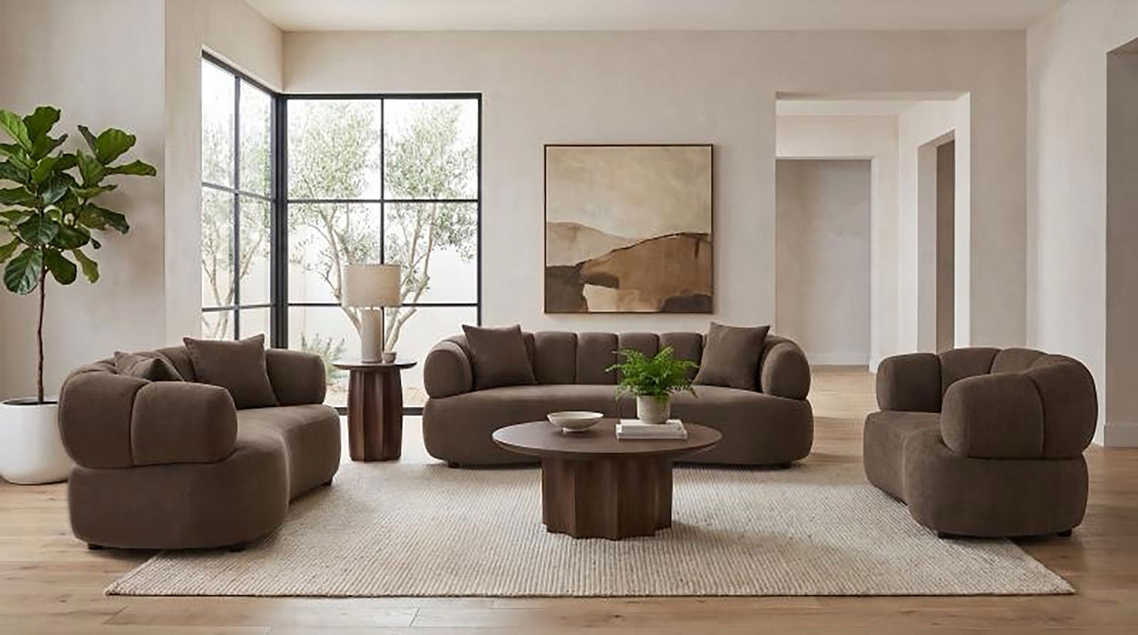 Casarin Fabric Channel-Back Sofa Brown