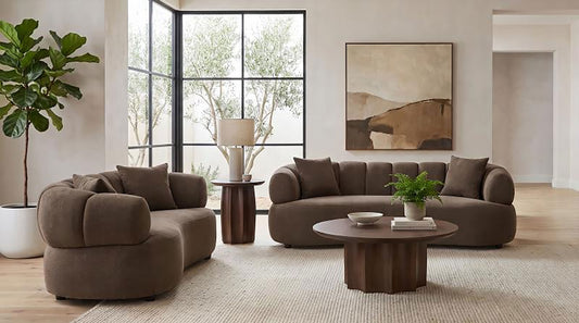 Casarin Fabric 2-Piece Channel-Back Sofa Set Brown
