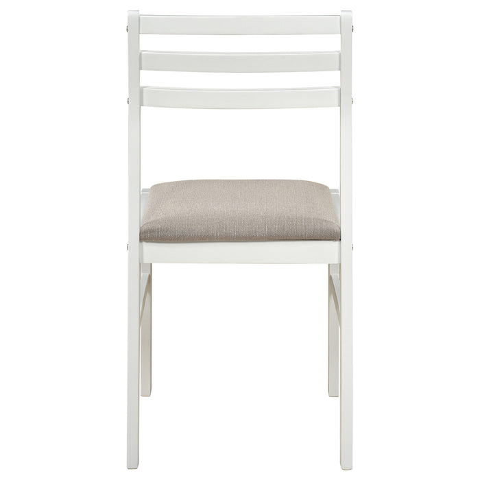Sykes Fabric Upholstered Ladder Back Side Chair White and Beige (Set of 2)