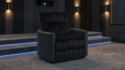 Madden Corduroy Upholstered Track Arm Manual Recliner Black