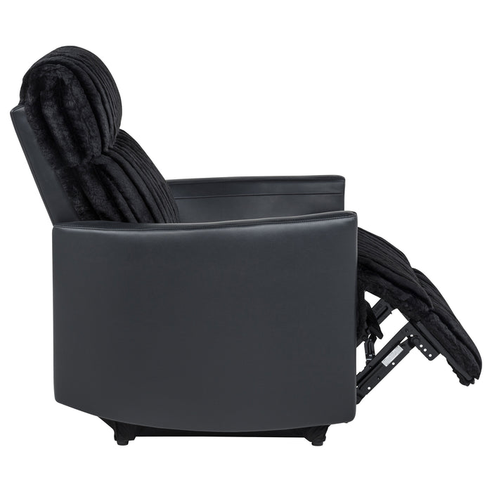 Madden Corduroy Upholstered Track Arm Manual Recliner Black
