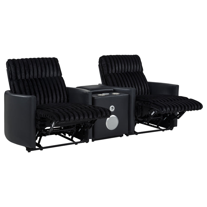 Madden 3-piece Corduroy Upholstered Manual Theater Seating Black