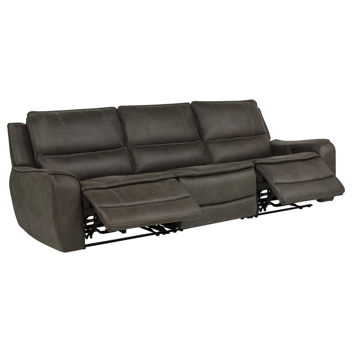 Marcell 3-Piece Transitional Power Reclining Sofa with USB Charging Grey