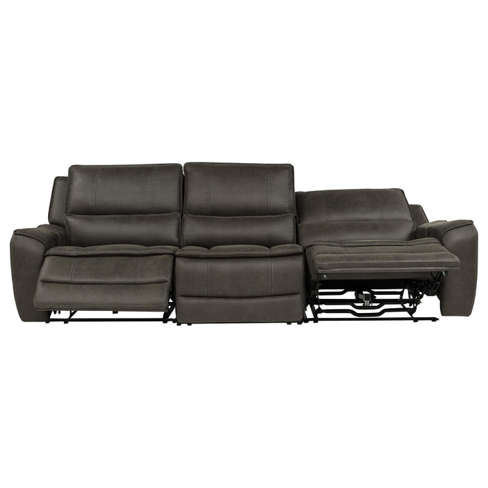 Marcell 3-Piece Transitional Power Reclining Sofa with USB Charging Grey