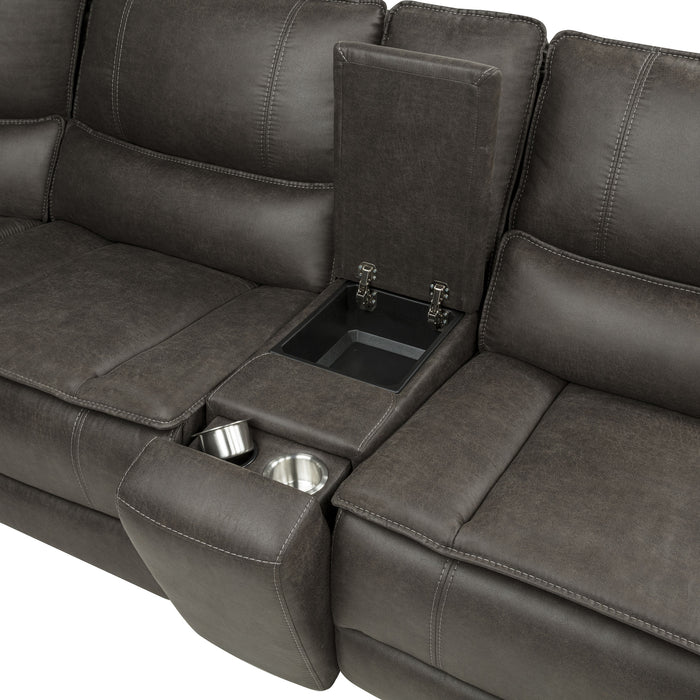 Marcell 7-Piece L-Shaped Power Reclining Sectional with Dual Consoles Grey