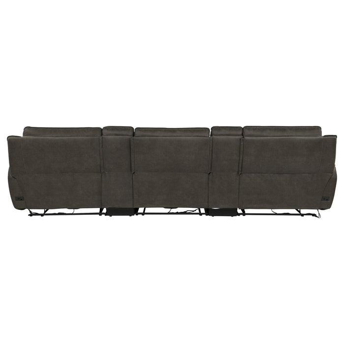 Marcell 5-Piece 3-Seat Power Home Theater Seating with Dual Consoles Grey