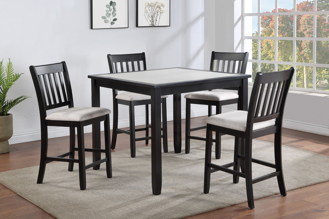 Salvador - 5 Piece Counter Height Set - Charcoal / White